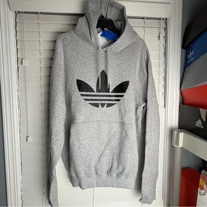 Adidas Basketball Graphic Hoodie Regular Fit Trefoil Logo Gray Unisex Size XL